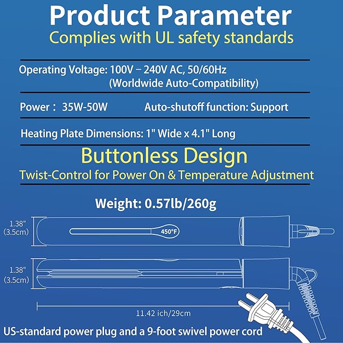 NITION Ceramic Tourmaline Hair Straighteners LCD Flat Iron MCH 10s Fast Heating Up. 1" Smooth 3D Floating Plate Healthy Straightening Tools. Travel Pouch Bag. Dual Voltage. Luxury Gift Box