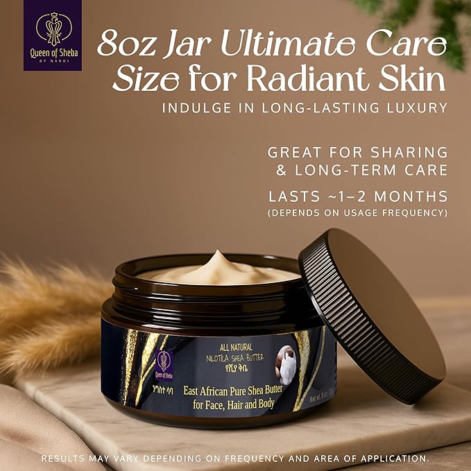 African Shea Butter Raw Organic Unrefined Shea Butter for Face 8 Oz (Pack of 1) East African Pure Shea - Organically Certified USDA for All Skin Types Body and Hair Moisturizing Skincare