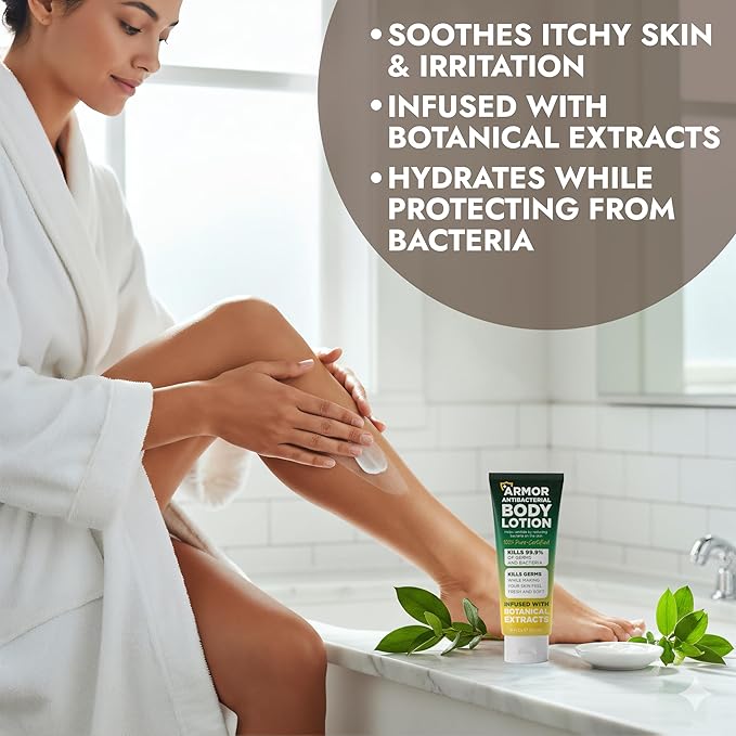 Antibacterial Body Lotion | Kills 99.9% of Germs & Bacteria | Body Lotion for Women & Men Helps Sanitize Skin | Infused with Botanical Extracts | Fresh, Soft & Moisturized Skin | 4 fl oz