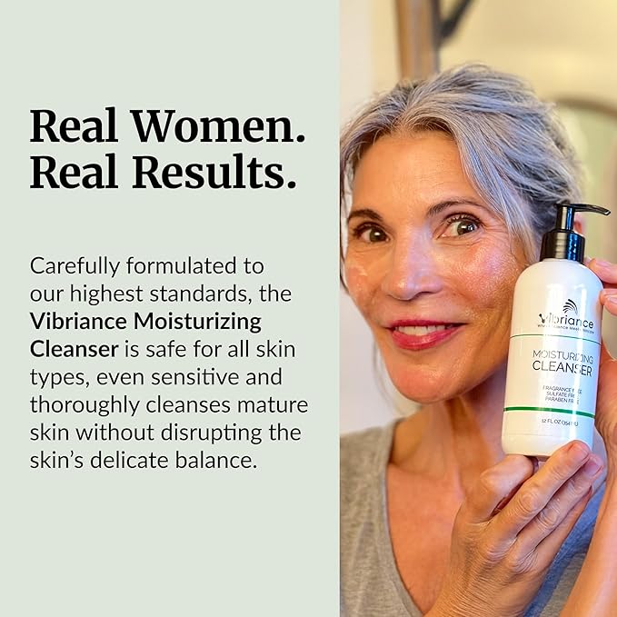 Vibriance Moisturizing Cleanser, Oil-to-Foam Face Wash with Niacinamide, Shea Butter for Mature Skin - Hydrating Gentle Facial Cleanser, Sensitive Face Wash, Sulfate-Free, 12 fl oz