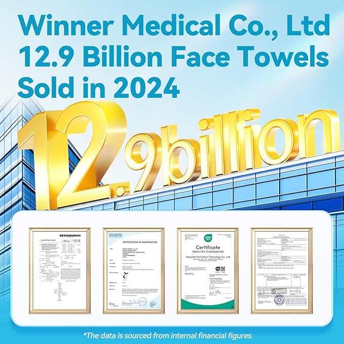 Winner Disposable Face Towel - 100% Cotton Facial Towels, Unscented Facial Wash Cloth for Sensitive Skin, Super Soft & Thick Facial Towels, Makeup Remover Dry Wipes, 480 Count