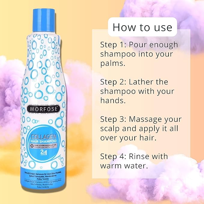 Morfose Collagen Shampoo for Dry and Brittle Hair - Moisturizing, Strengthening and Silky Softness,Strengthens, and Revitalizes Hair Strands 33.81 Fl Oz