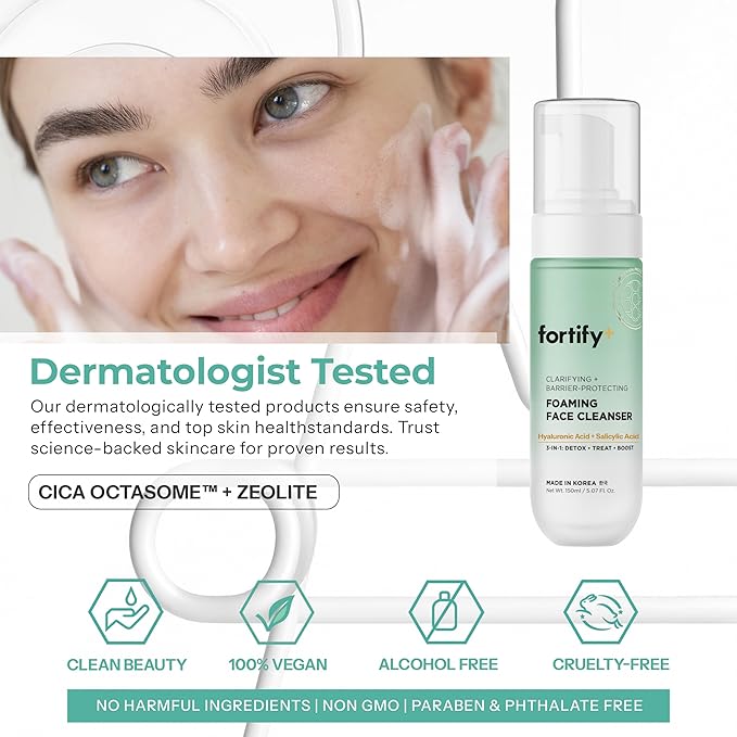 Facial Cleanser with Hyaluronic & Salicylic Acid – 3-in-1: Detox, Treat, Boost – Foaming Face Wash For Oily & Acne-Prone Skin – Dermatologist Tested, – Clean Beauty – 5.07 Fl Oz