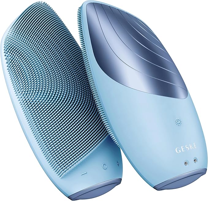 GESKE SmartAppGuided Sonic Thermo Facial Brush | 6 in 1 | Skin Cleansing | Cleansing Brush with Thermal Function | Electric Facial Massager