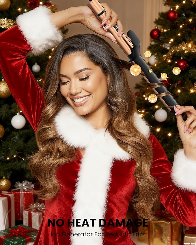 1.25 inch Long Barrel Curling Iron,Extra-Long Curling Wand with 8 Heat Settings,Mescomb Curling Iron for Smooth Lasting Styling,Suitable for All Hair Type,Dual Voltage Damage Christmas Gifts for Women
