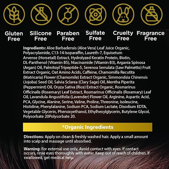 Advanced Hair Growth Serum - Hair Growth Oil with Aloe Vera Biotin, Caffeine & Keratin - Hair Oils Stimulates Growth, Moisturizes & Conditions Scalp - Hair Serum for Thicker Fuller Hair 60ml