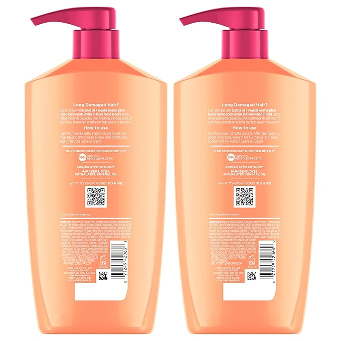 L'Oreal Paris Elvive Dream Lengths Shampoo and Conditioner Kit, Paraben Free, 1 kit