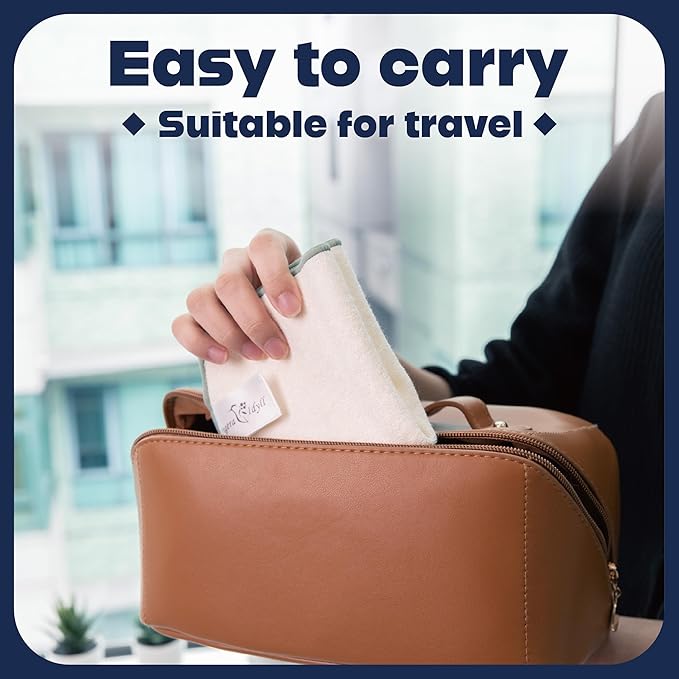 Jingera & Idyll Ultra-Soft Charcoal Fiber Face Washcloth, Facial Towels, Gentle Exfoliating Wipes for Women Cleansing, Wash Cloths, Reusable Makeup Remover, 5 Pack