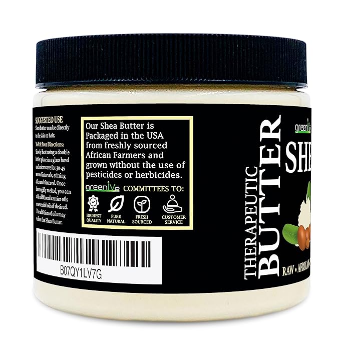 GreenIVe Shea Butter Raw 100% Pure Unrefined Ivory Shea Butter Grade A West African Karite Nut Butter for DIY Butters Lotions Creams Soaps Balms Lip Care Hair Body Moisturizer Massage Butter Jar 8oz