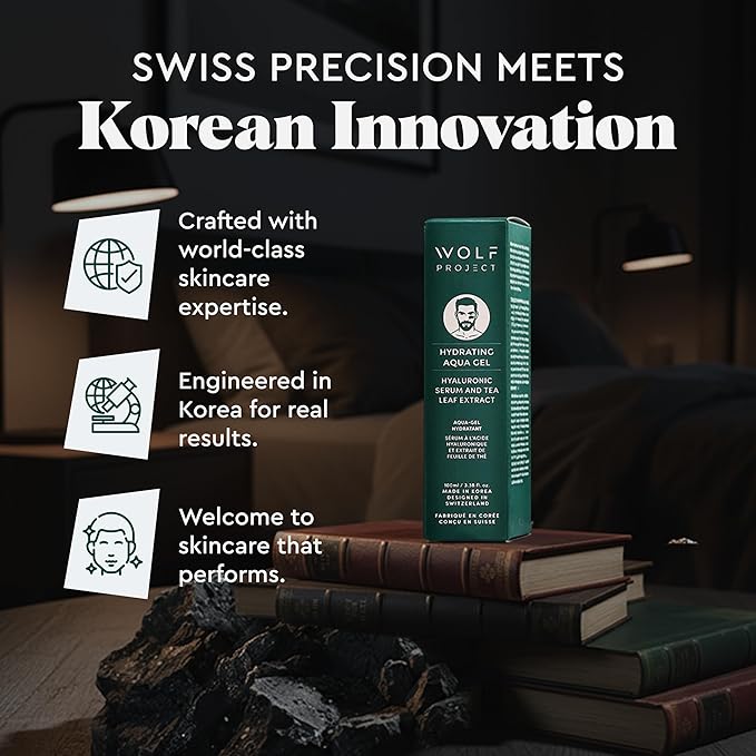 Wolf Project Advanced Skin Care Face Moisturizer Gel Cream, Anti Aging Face Gel Serum with Hyaluronic Acid, Bamboo Water, Tea Tree Leaf, Ginger Root, Ginseng - For All Skin Types, 3.38 oz