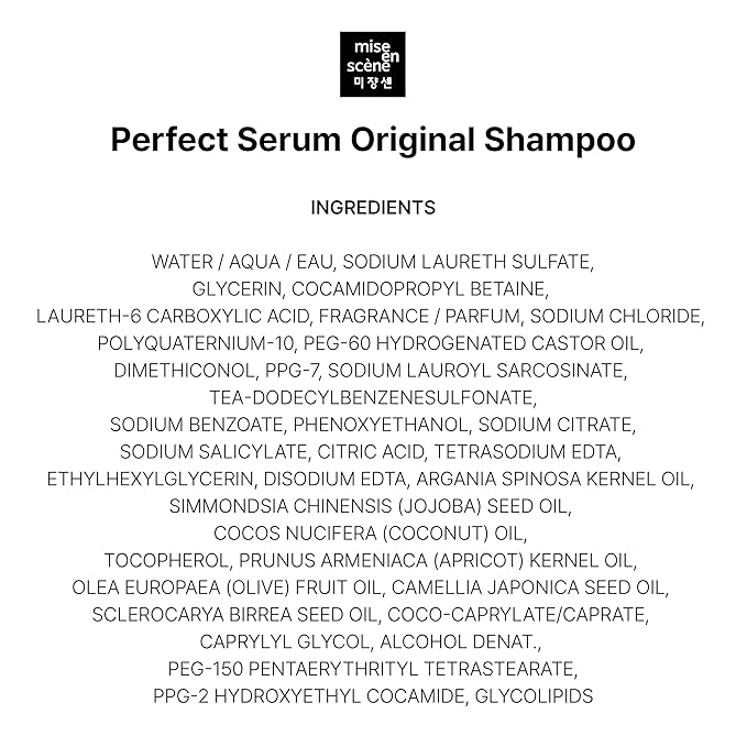 Mise En Scene Original Perfect Serum Shampoo and Conditioner SET - For Damaged Hair, Nutrient Care With Argan Oil, Containing Jojoba-Seed-Oil For Smooth, Glossy Texture