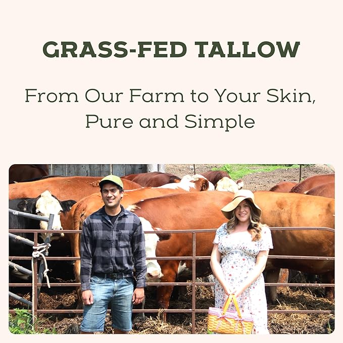 Beef Tallow for Skin - Tallow And Herbal Balm For Face - Gift Ready Box - Tallow Face Moisturizer - Tallow Balm - Grass Fed Tallow Face Cream Lotion (5.0 Oz, Herbal-Rose)