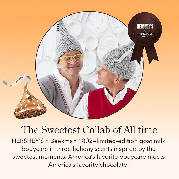 Beekman 1802 x HERSHEY'S Limited Edition KISSES Whipped Body Cream – Moisturizes & Softens Skin with Goat Milk, Mango Seed Butter & Vitamin E – 8 oz – Snickerdoodle