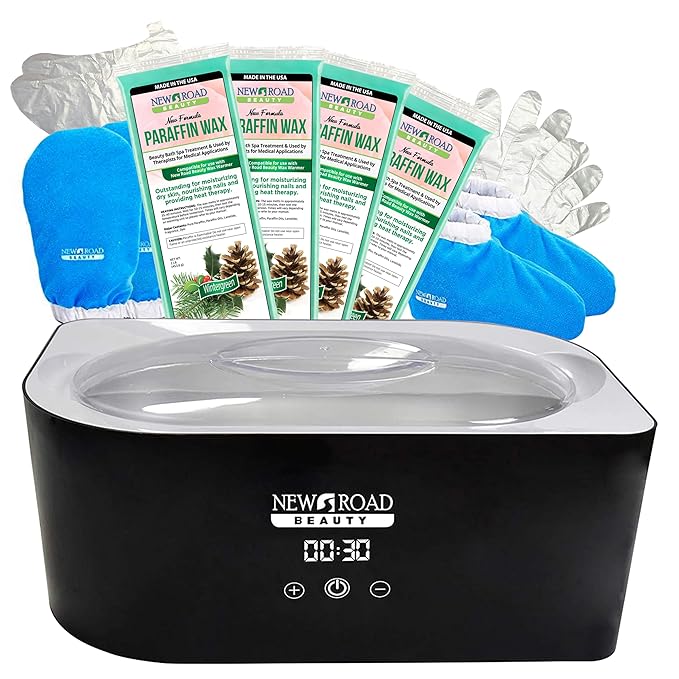 Paraffin Wax Machine for Hand and Feet, Paraffin Wax Kit, Quick Heating Touch Screen Paraffin Bath, Blue Terry-Cloth Mitts and Booties, Paraffin Wax for Arthritis, 4-Pack Wintergreen