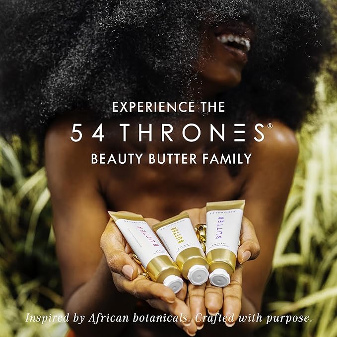 54 Thrones African Beauty Shea Butter, Intensive Dry Skin Support, Moisturizing Body Butter for Women, Moisturizing Body Balm and Cream, Locks in Moisture, Ugandan Vanilla + Ethiopian Honey, 1.7 oz