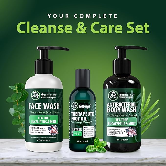 Derma-Nu Foot and Body Oil with Tea Tree Oil - Hydrating Foot Care and Foot Spa for Cracked Heel Repair - Soothes Dry, Irritated Skin and Foot Odor - (4oz)