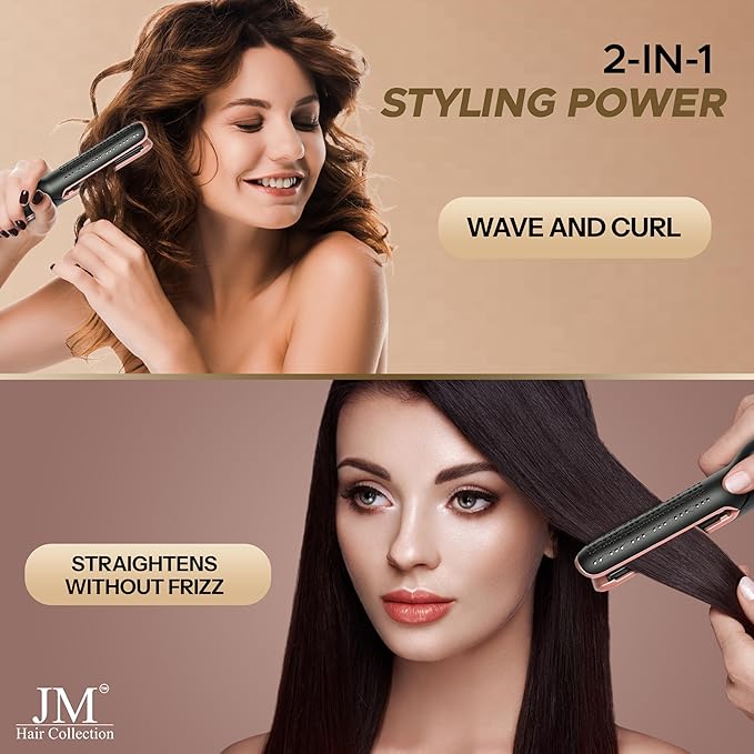 Duo Styler – 2-in-1 Hair Straightener and Curling Iron with Ceramic Plates, Adjustable Temperature, Fast Heat-Up, Frizz Control, Dual Voltage – for All Hair Types