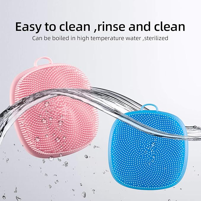 Silicone Face Scrubber for Men and Women, 2Pack Facial Cleansing Brush Silicone Face Wash Brush Manual Waterproof Cleansing Skin Care Face Brushes for Cleansing and Exfoliating (Blue_Pink)
