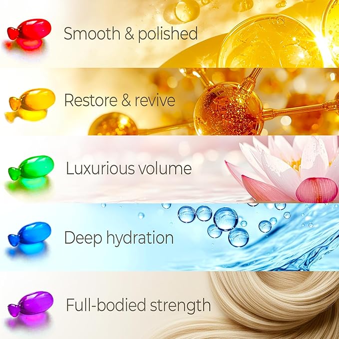 Hydrating Hair Oil Capsules – Leave-In Serum for Dry Damaged Hair, Color Protection w/ Argan, Hyaluronic Acid & Ceramides | Mineral Oil, Alcohol & Paraben Free, Vegan | Frizz Control & Shine | 15Ct