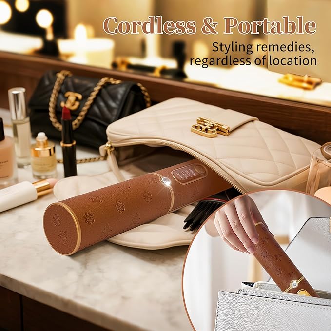 Cordless Hair Straightener, Portable Straightener 2 in 1 for Hair Straightening and Curling,5000mAh Mini Travel Hair Straightener,Fast Heating Titanium Flat Iron, 210°C/410°F Within Seconds(Urban OL)