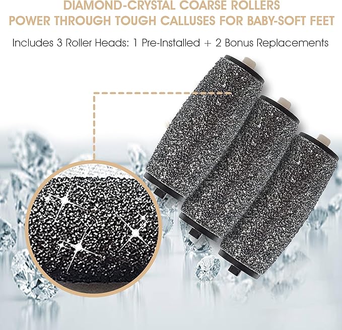 Powerful Electric Callus Remover Wand – Rechargeable Foot File, Grinder & Scrubber - Removes Dead, Hard Skin & Calluses – Best Pedicure Tool for Soft, Smooth Feet for Men & Women (Rose Gold)