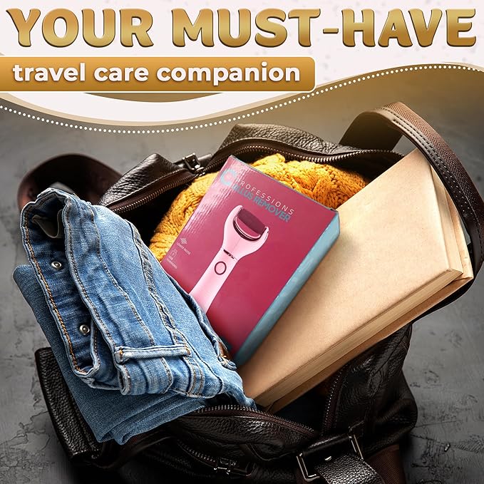 Rechargeable Electric Foot File Callus Remover – 3-Speed Foot Scrubber Electric (1800/2200/2800 RPM), Dry Skin Remover for Feet – 1200mAh, 70 Min Runtime, 2 Replacement Rollers 80 and 60 Grit