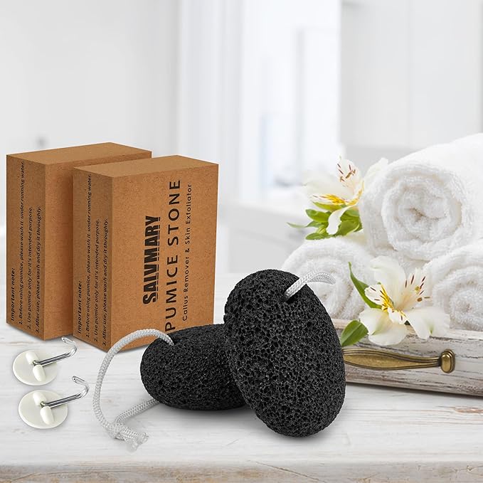 Natural Pumice Stone for Feet - Lava Foot Scrubber Dead Skin Corn Callus Remover Exfoliator Pedicure Tools for Feet Heels and Hands 2 Pack