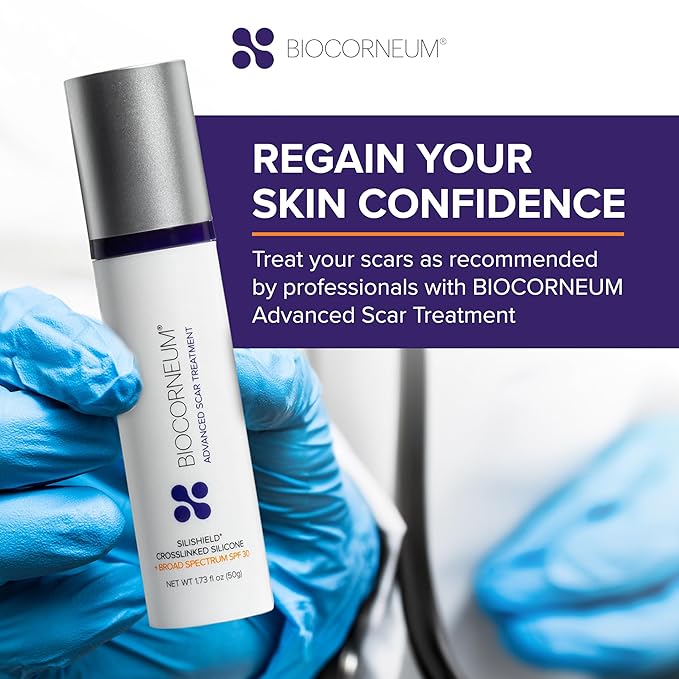 Biocorneum Advanced Scar Treatment with Silishield® & SPF 30 20g – Fast-Drying, Water-Resistant Silicone Scar Gel - Surgeon Recommended Scar Removal for New & Old Scars - Suitable for Children