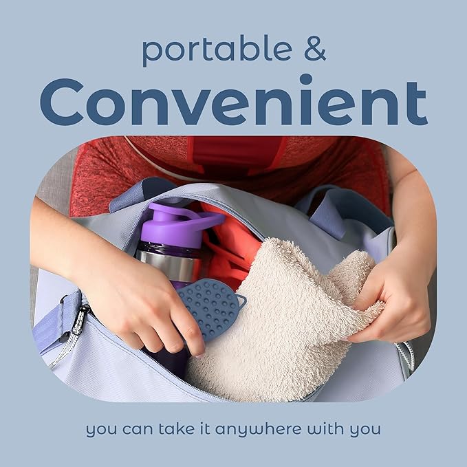 MainBasics Silicone Body Scrubber – Dual-Sided Shower Scrubber with Massage Nodes, Silicone Loofah Alternative for Deep Clean (Dark Blue, Massage)