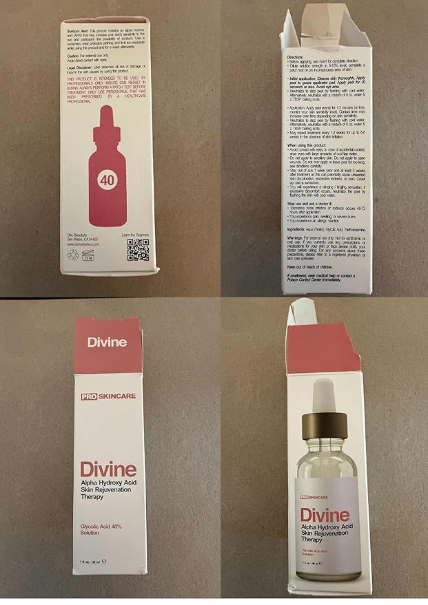 Glycolic Acid Peel 40% Professional Chemical Peel for Face for Acne Scars, Collagen Boost, Wrinkles, Fine Lines - Alpha Hydroxy Acid Liquid Exfoliant for Face Peel Mask for Men & Women