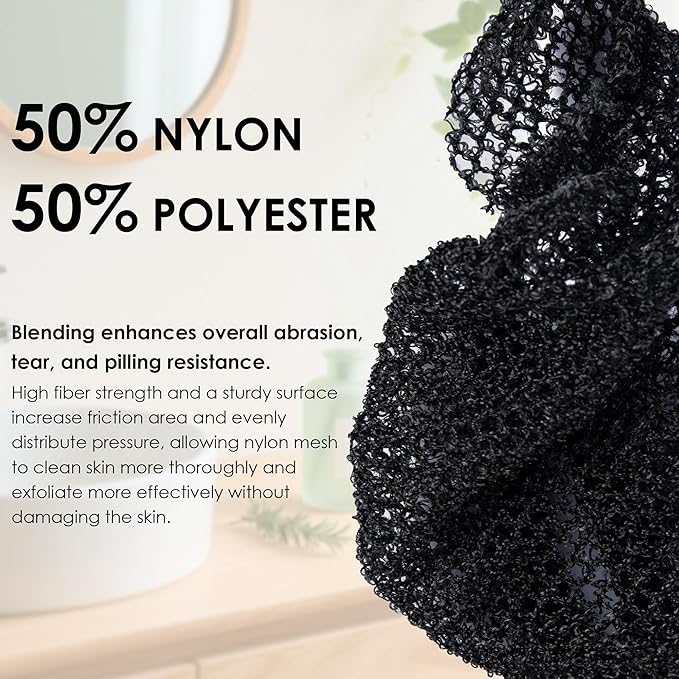 INNERNEED 2 Pieces African Net Sponge Exfoliating Shower Mesh Bath Washcloth Case, with 1 Silicone Body Scrubber Brush (DarkGreen)