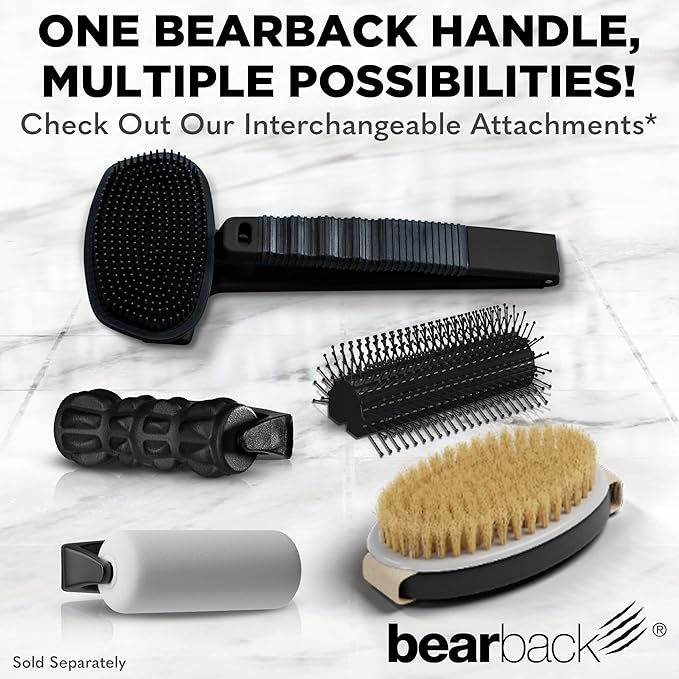 Bearback Silicone Body Scrubber with Extendable Handle – Back Scrubber for Shower, Men & Women – Removable Soft Brush, Gentle, Hygienic & Easy to Use