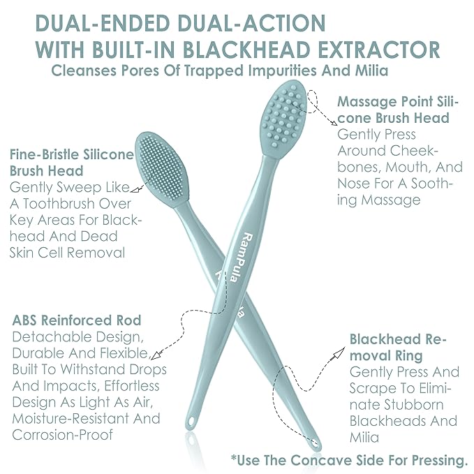 Blackhead Remover Tool, Skin Scrubber Face Spatula & Silicone Face Scrubber, Blackhead Scraper For Pimple And Sebum, Pore Cleaning For Exfoliating, Massaging, Remove Blackheads, Acne