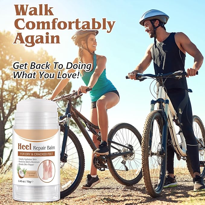 Intensive Foot Repair, Dry & Cracked Heel Treatment Balm Stick for Instant & Deep Moisturizing & Hydrating, with Aloe, Coconut Oil, Hyaluronic Aicd, Olive Oil, Coconut Scent, 2.46 oz/70 g