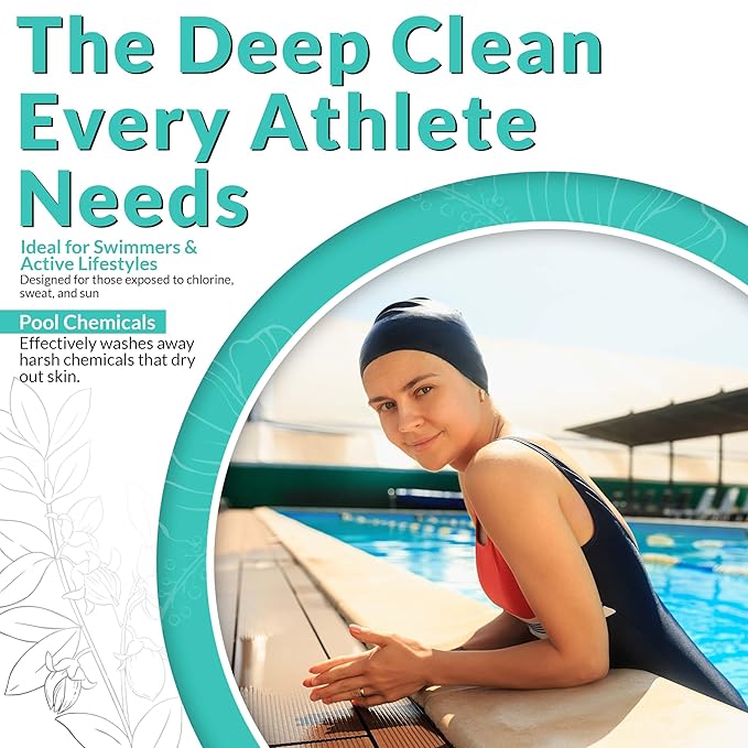 Zealios Swim & Sport Body Wash for Swimmers & Athletes 32oz Skin Care Solution for Men & Women, Removes Chlorine, Sweat & Odor, Provides Cleansing and Hydration from Pool Chemicals, Light Citrus Scent