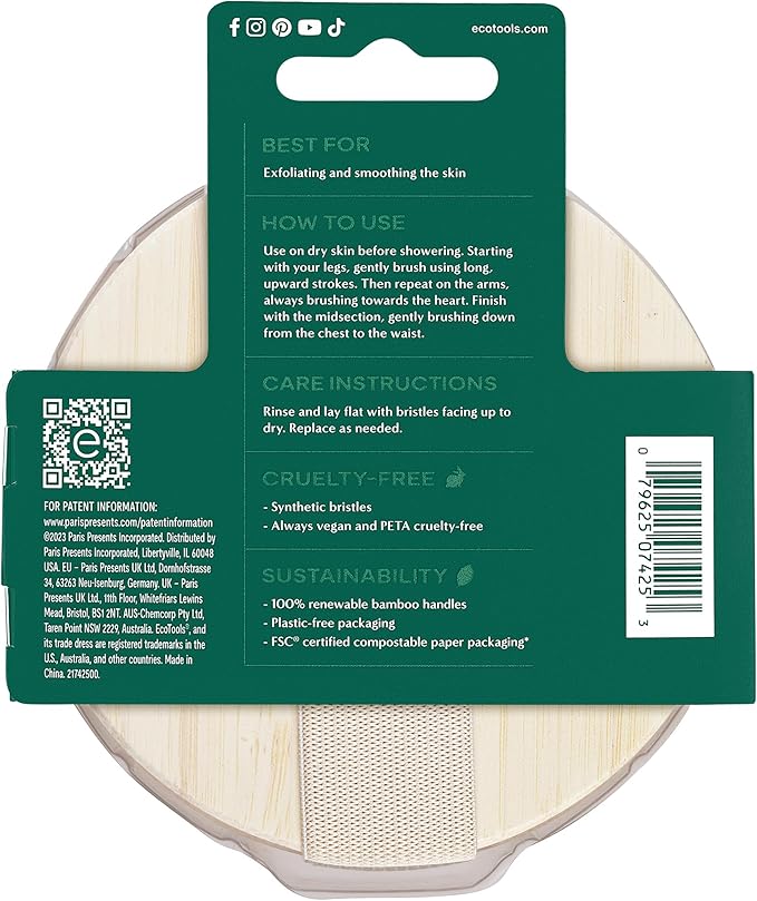 EcoTools Dry Body Brush 4-Pack – Exfoliating Body Scrubber for Dead Skin Removal, Cellulite Massage, Circulation