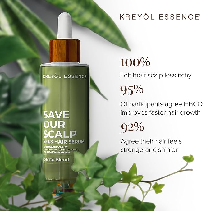Kreyol Essence - Save Our Scalp Serum (S.O.S Serum) - Redensyl + Haitian Black Castor oil, Fuller Looking Hair, Cold Pressed Castor Oil, Natural Ingredients 1.7 oz