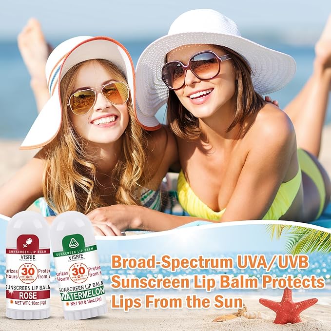 SPF 30 Sunscreen Lip Balm, SPF Lip Balm Bulk 20 Count, Broad Spectrum UVA/UVB Lip Sunscreen with Vitamin E and Coconut Oil- 10 Flavors