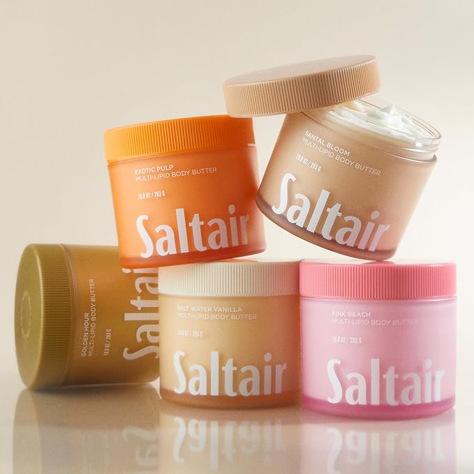 Saltair Multi-Lipid Body Butter - Rich, Nourishing Hydrating Body Cream with Ceramide Complex, Coconut Oil, Shea Butter, and Sea Buckthorn. Moisturizing Dry Skin Care. 10oz Jar - Golden Hour