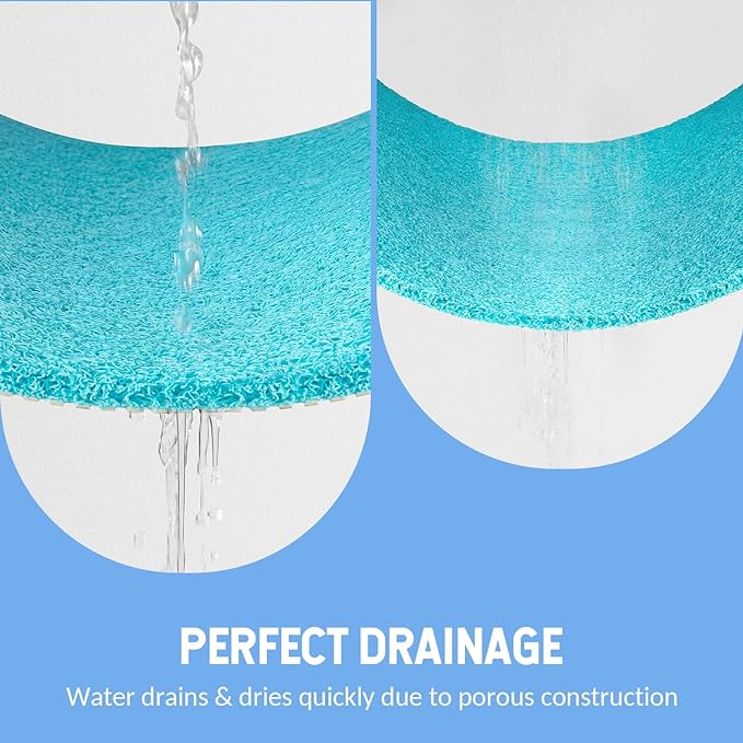 Non-Slip Bathtub Mat, Anti Slip Shower Mat, Fast Drying Bathtub Mats, Foot Scrubber Mat, Anti Slip Mat for Tub, Floor, Bathroom, Kitchen, Home, Hotel (Turquoise Blue 24"×24")