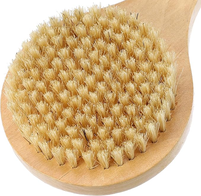 VOCOSTE 1 Pcs Bath Brush, Back Scrubber Wood for Shower with Short Handle, Brown, 7.9 Inches