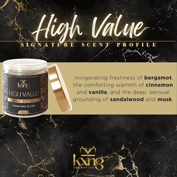 KXNG Cosmetics Shea Body Butter Cream โ 4oz | Organic Body Butter for Men & Women with Shea, Cocoa, Mango & Coconut Oil | Deep Moisturizing Cream for Hands, Feet & All Skin Types โ High Value