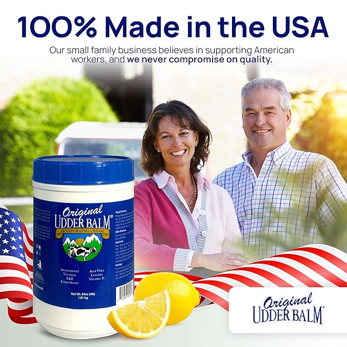 Original Udder Balm Refill Tub - Made in USA - Extra Thick Udder Cream & Hand Balm for Dry Skin, Cracked Heels, Rough Hands β Deep Moisture Heel Cream & Foot Moisturizer with Aloe Vera, 64 Fl Oz