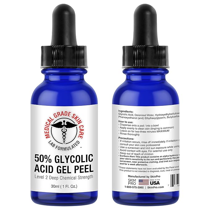 50% Glycolic Acid Peel - Face Peel Mask for Exfoliate, Acne Blemishes, Fine Lines, Wrinkles, Dark Spots & Dead Skin Cells - 1 Fl Oz