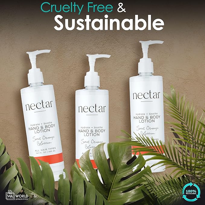 World Amenities - Nectar Pump Bottle Hand and Body Lotion - Moisturizing Lotion with Fresh Fragrance of Orange Flowers