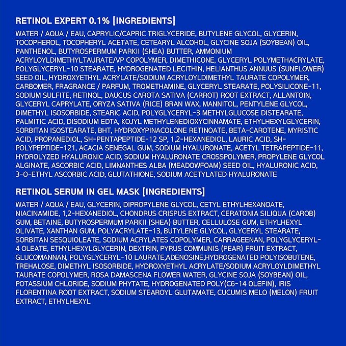 IOPE Retinol Expert 0.1% Anti-Aging Serum, Gel Mask 6 Sheets Set, Daily Self Care Essential Kits, Korean Skincare Glow