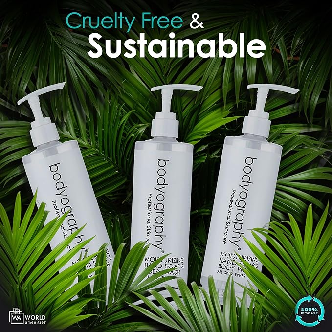 World Amenities Bodyography Blanc Pump Bottle Body Wash & Hand Soap - Body Care Deep Moisture for Dry Skin