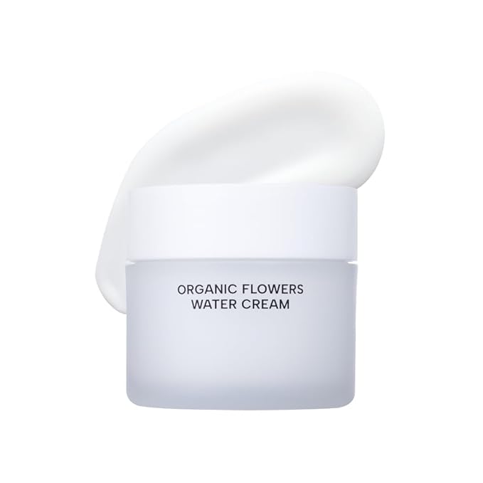 Whamisa Organic Flowers Water Cream, 95.2% Organic, Waterless Formula, Fermented Postbiotic for Deep Hydration & Soothing, Moisturizing (50ml)