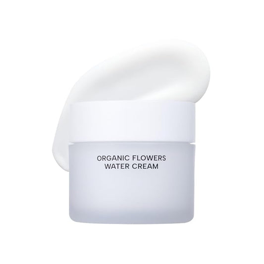 Whamisa Organic Flowers Water Cream, 95.2% Organic, Waterless Formula, Fermented Postbiotic for Deep Hydration & Soothing, Moisturizing (50ml)