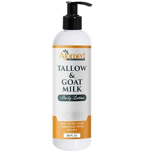 Tallow & Goat Milk Body Lotion for Sensitive Skin, Organic Lotion - tallow for skin cream, Dry skin, Goat Milk face and body Moisturizer - Handmade lotion (12oz, OATMEAL & HONEY)